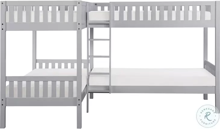 Orion Gray Twin L Corner Bunk Bed