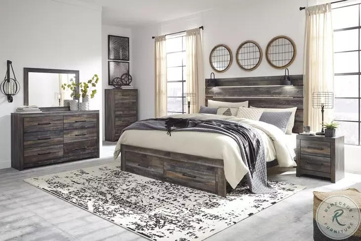 Drystan King Panel Bed with Front Storage Footboard