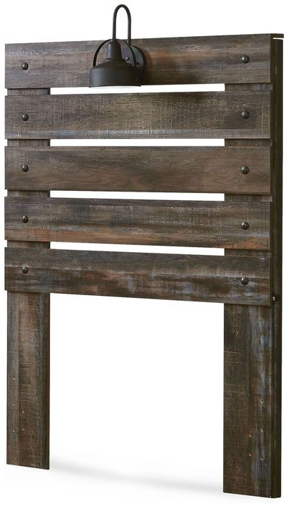 Drystan Brown Rustic Twin Panel Headboard with LED and USB Charging