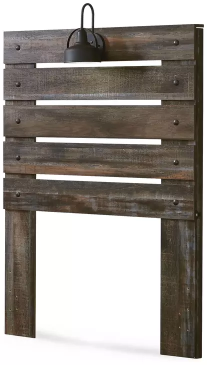Drystan Brown Rustic Twin Panel Headboard with LED and USB Charging