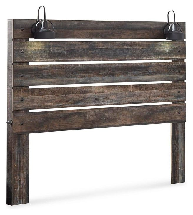 Drystan Brown Rustic King Panel Headboard with LED and USB Charging