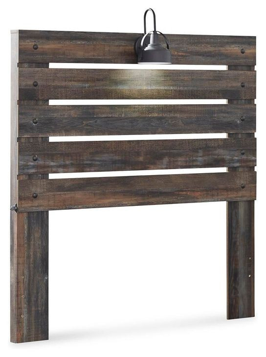 Drystan Brown Rustic Full Panel Headboard with LED and USB Charging