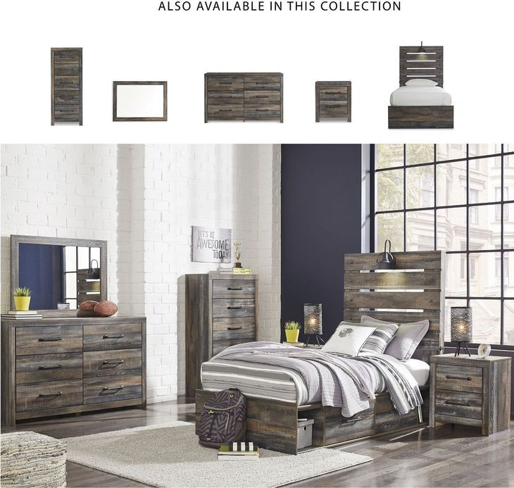 Drystan Twin Panel Bed with Dual Side Storage Drawers