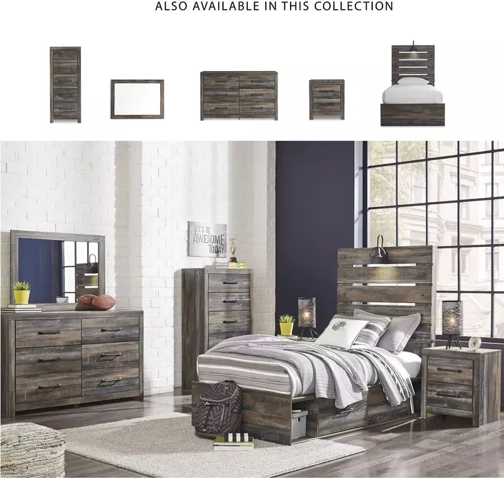 Drystan Twin Panel Bed with Dual Side Storage Drawers