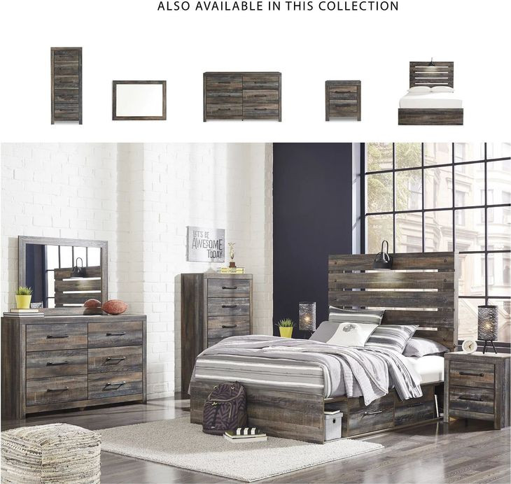Drystan Full Panel Bed with Dual Side Storage Drawers