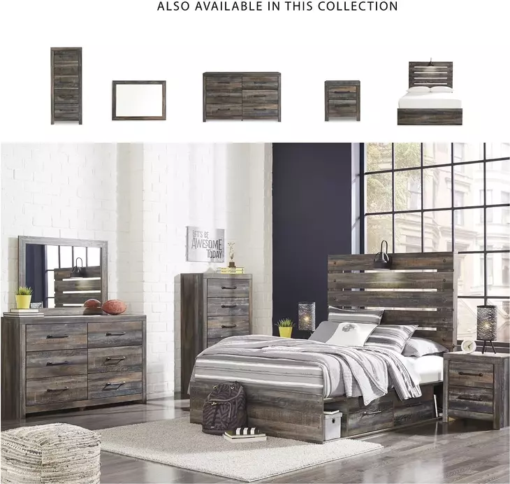 Drystan Full Panel Bed with Dual Side Storage Drawers