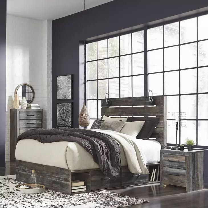 Drystan Queen Panel Bed with Dual Side Storage Drawers