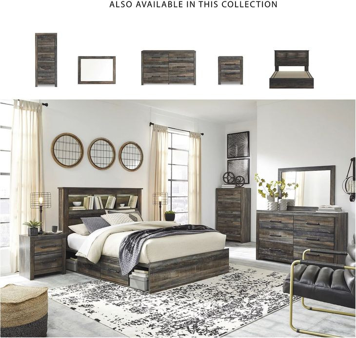 Drystan Queen Bookcase Bed with Single Sided Storage