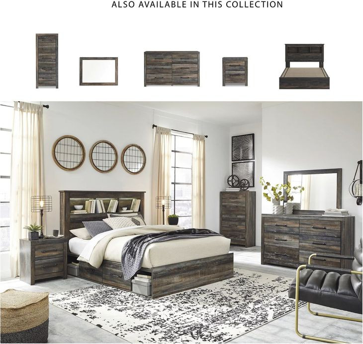 Drystan Queen Bookcase Bed with Dual Side Storage Drawers