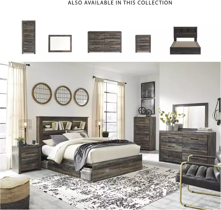 Drystan Queen Bookcase Bed with Dual Side Storage Drawers