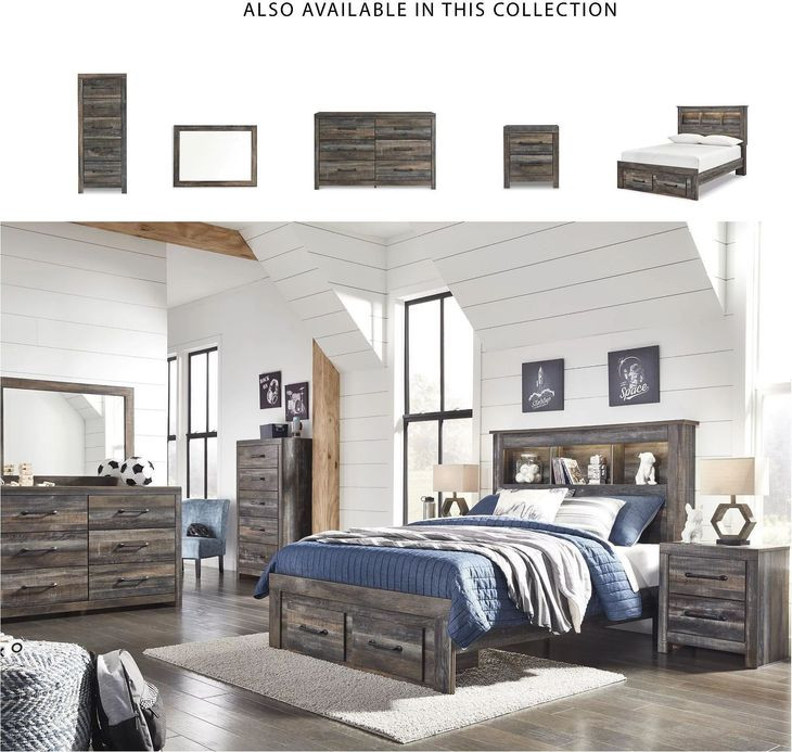 Drystan Full Bookcase Bed with Front Storage Footboard