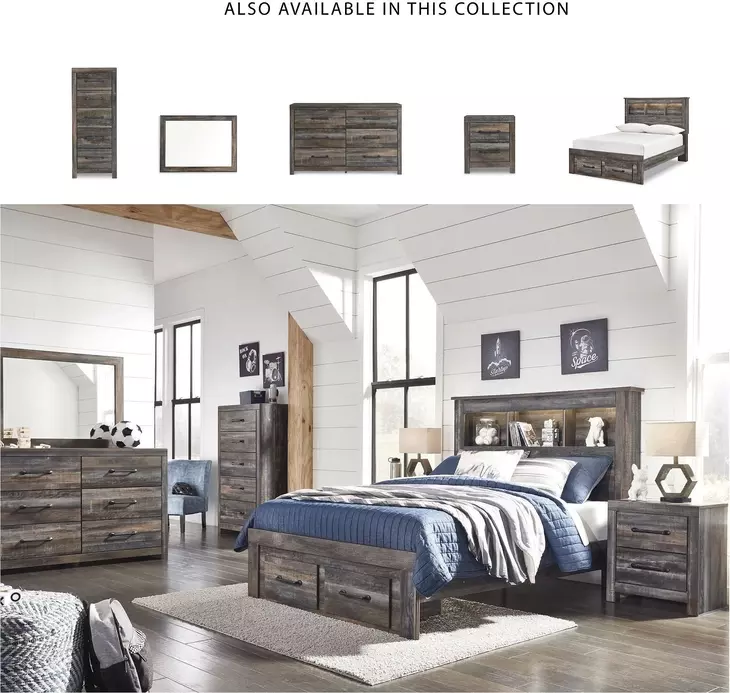Drystan Full Bookcase Bed with Front Storage Footboard