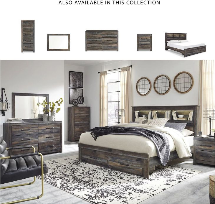 Drystan King Bookcase Bed with Front Storage Footboard
