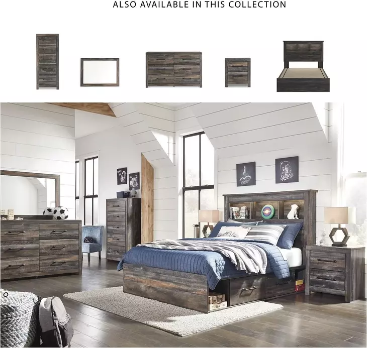 Drystan Full Bookcase Bed with Side Storage Drawers
