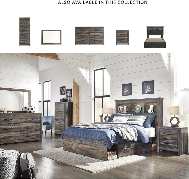 Drystan Full Bookcase Bed with Dual Side Storage Drawers
