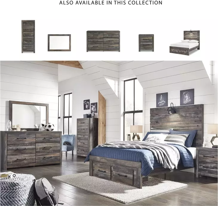 Drystan Full Panel Bed with Front Storage Footboard