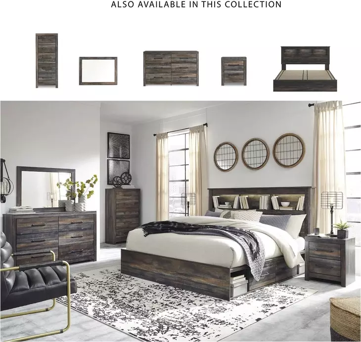 Drystan King Bookcase Bed with Single Sided Storage