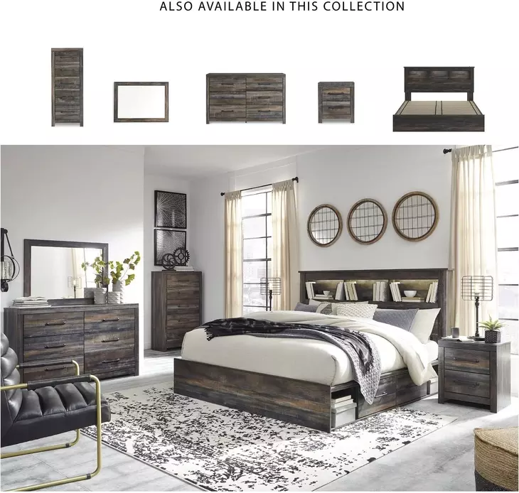 Drystan King Bookcase Bed with Dual Side Storage Drawers
