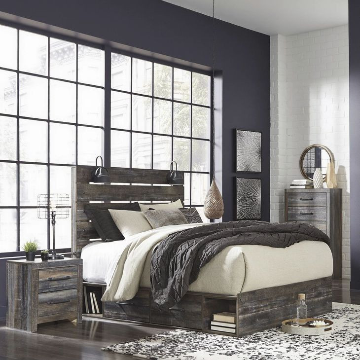Drystan King Panel Bed with Dual Side Storage Drawers