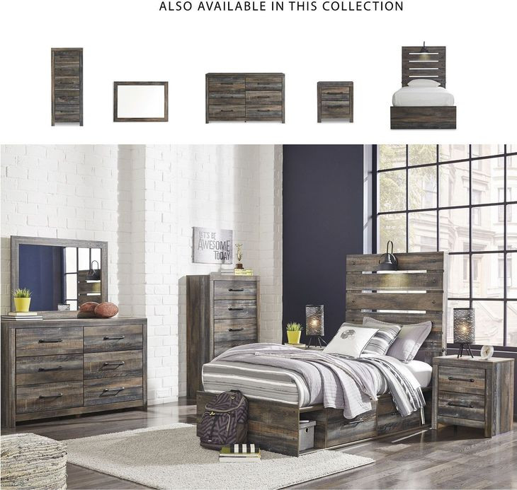 Drystan Twin Panel Bed with Side Storage Drawers