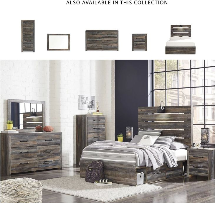 Drystan Full Panel Bed with Side Storage Drawers