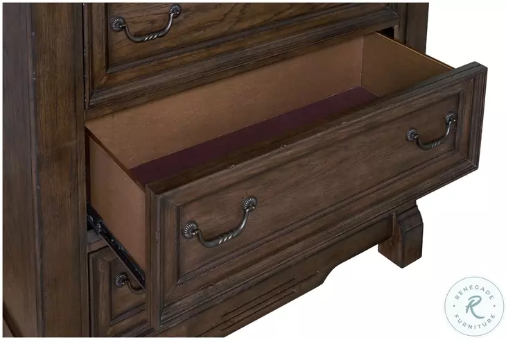 Grand Teton Distressed Brown Oak Bench Storage Bedroom Set
