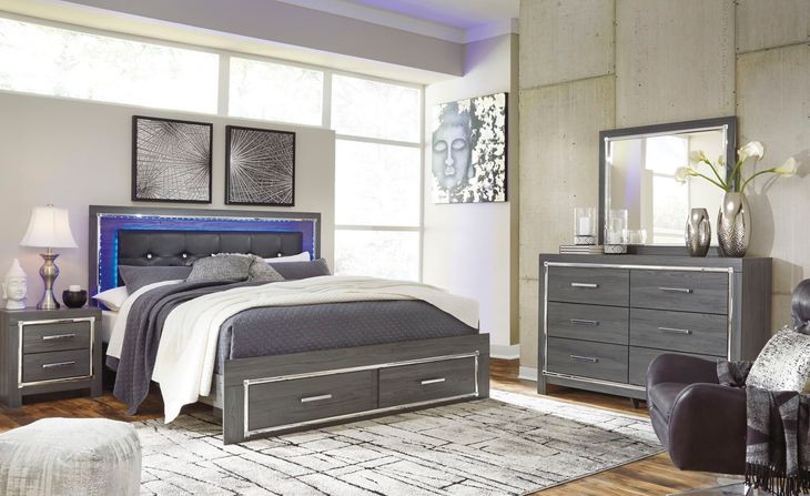 Lodanna Gray 6 Drawer Dresser and Rectangular Mirror