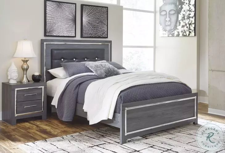 Lodanna Gray Queen Upholstered Panel Bed