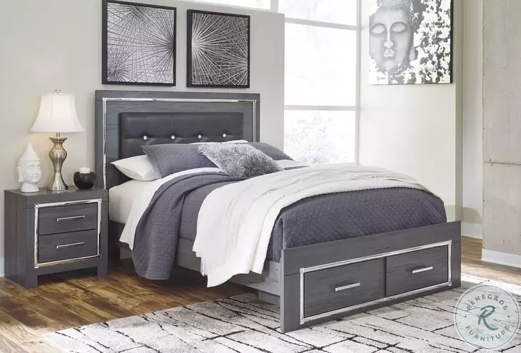 Lodanna Gray Queen Upholstered Panel Storage Bed