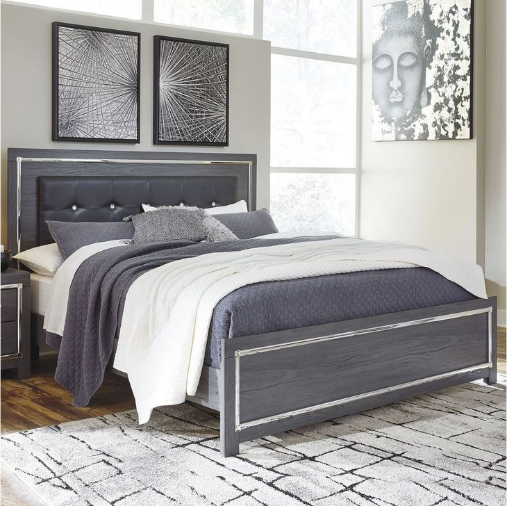 Lodanna Gray King Upholstered Panel Bed