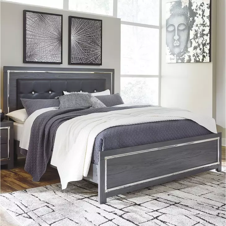 Lodanna Gray King Upholstered Panel Bed