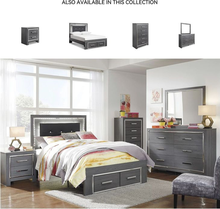 Lodanna Gray Full Upholstered Panel Storage Bed