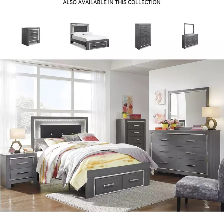Lodanna Gray Full Upholstered Panel Storage Bed
