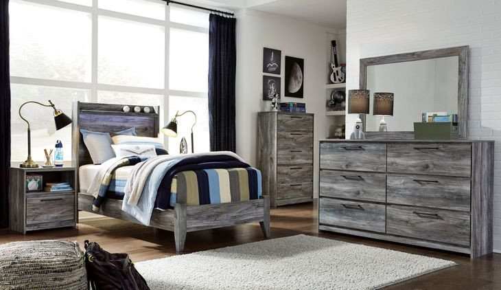 Baystorm Gray Youth Panel Bedroom Set with LED