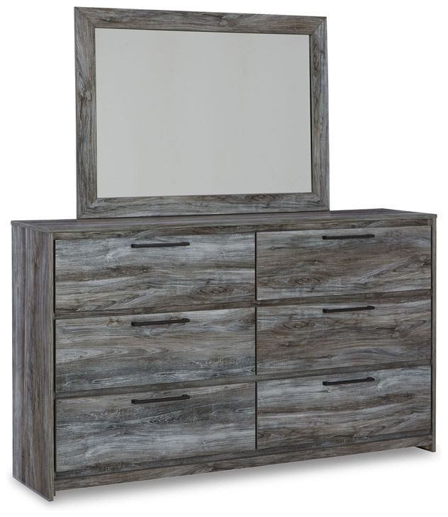 Baystorm Gray 6 Drawer Dresser and Rectangular Mirror