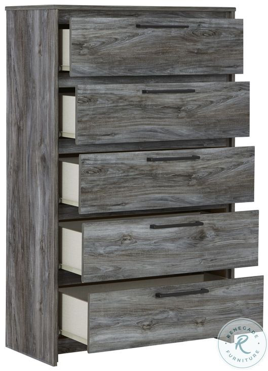 Baystorm Gray Youth Storage Panel Bedroom Set with 4 Drawers and LED