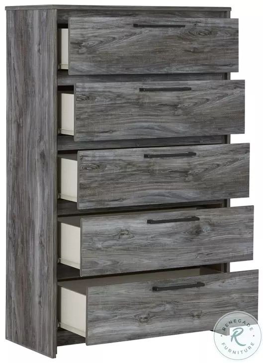 Baystorm Gray Youth Storage Panel Bedroom Set with 4 Drawers and LED