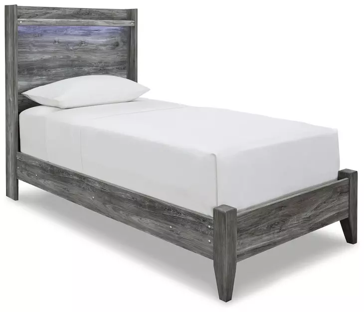 Baystorm Gray Twin Panel Bed with LED