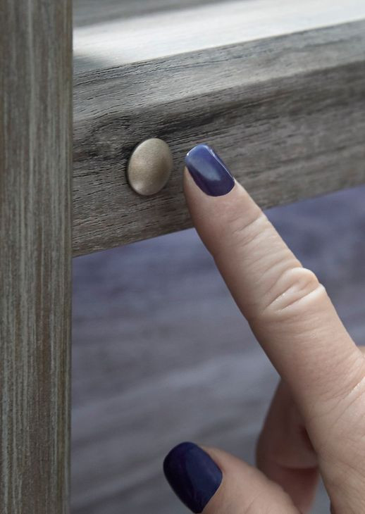 Baystorm Gray Full Storage Panel Bed with 2 Drawers and LED