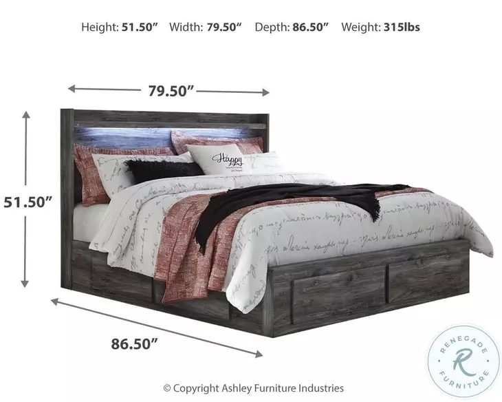 Baystorm Gray King Platform Double Underbed Storage Bed from