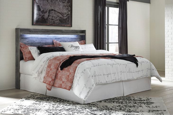 Baystorm Gray King Storage Panel Headboard with LED