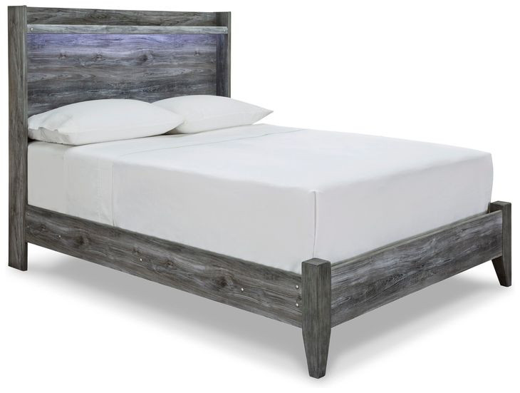 Baystorm Gray Full Panel Bed with LED