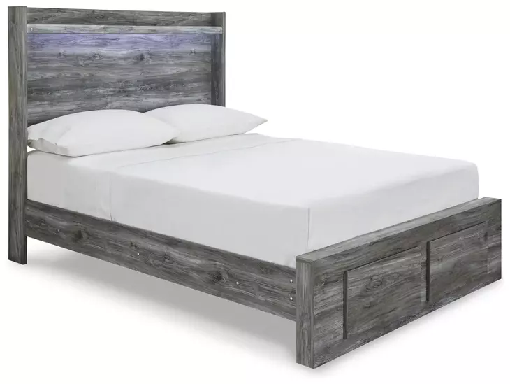 Baystorm Gray Full Storage Panel Bed with 2 Drawers and LED