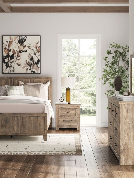 Stanziford Brown 2 Drawer Nightstand with USB Charging