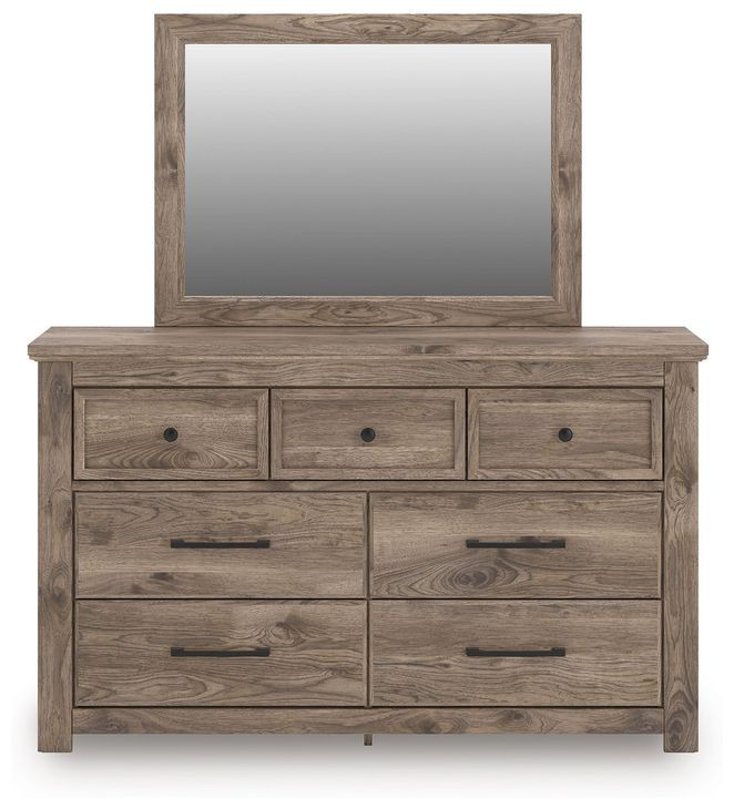 Stanziford Brown 7 Drawer Dresser and Rectangular Mirror