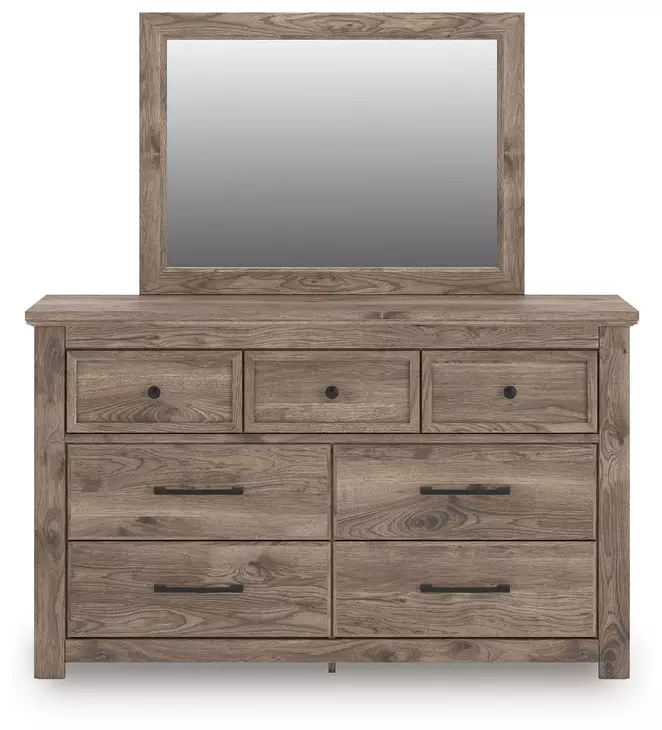 Keithland Brown 7 Drawer Dresser and Rectangular Mirror