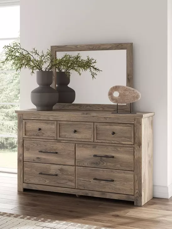 Keithland Brown 7 Drawer Dresser and Rectangular Mirror