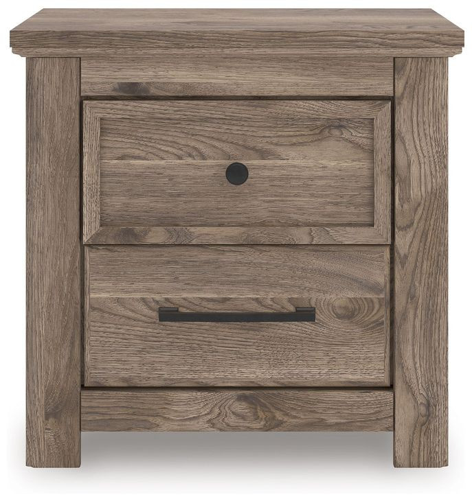 Stanziford Brown 2 Drawer Nightstand with USB Charging