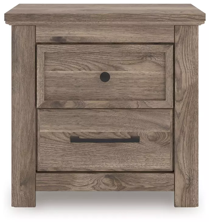 Keithland Brown 2 Drawer Nightstand with USB Charging