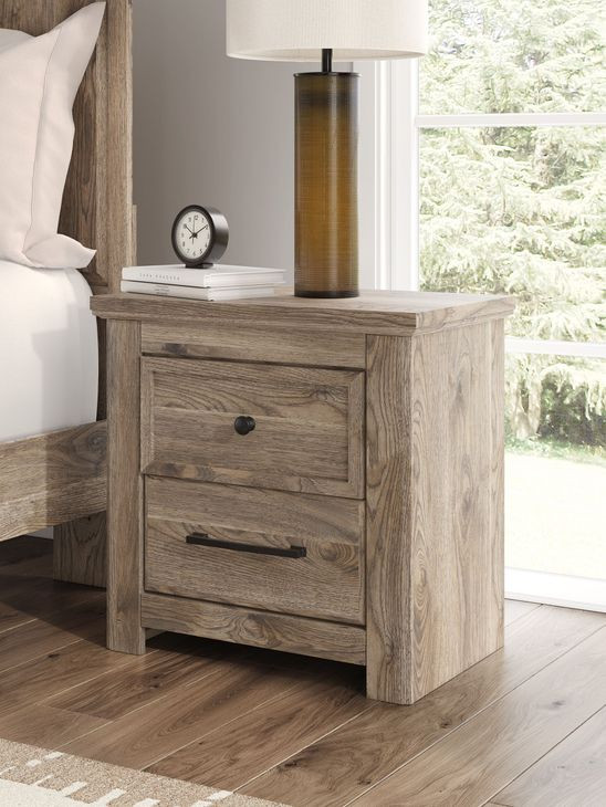 Stanziford Brown 2 Drawer Nightstand with USB Charging